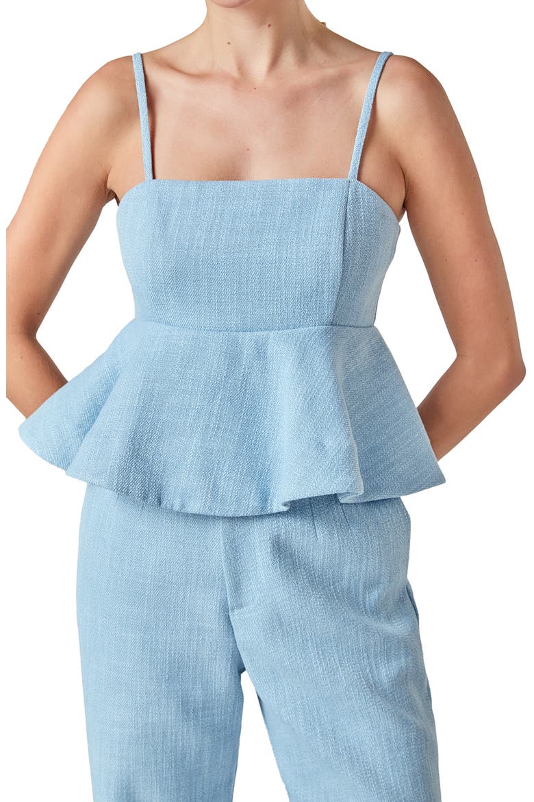 Tweed Peplum Camisole, Alternate, color, BLUE
