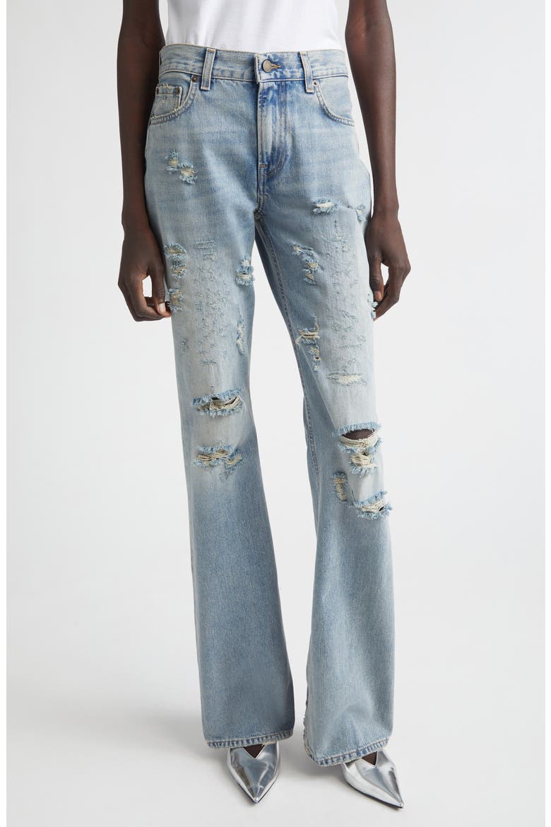 Flora Distressed High Waist Flared Jeans, Main, color, BROKEN CELESTIAL