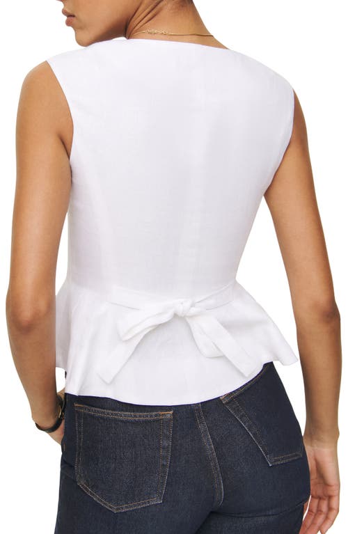 Reformation Paolina Linen Peplum Top In White