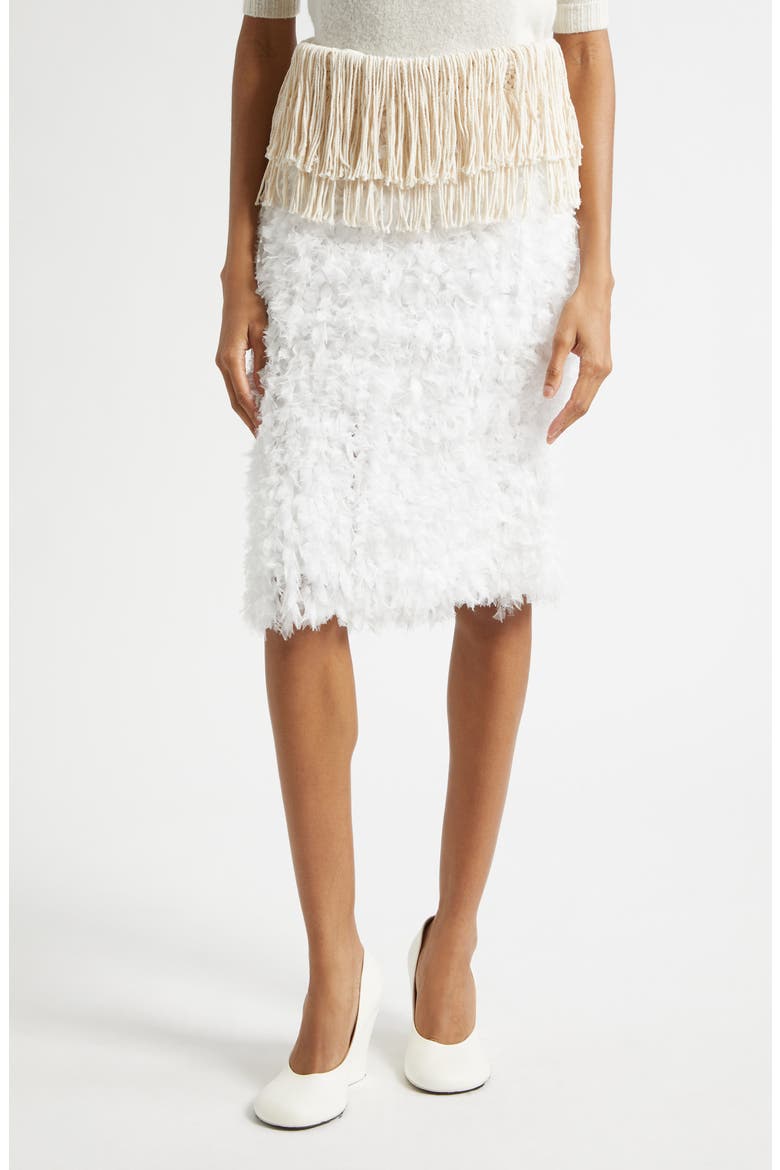 Bambola Fringe Embellished Midi Skirt, Main, color, WHITE
