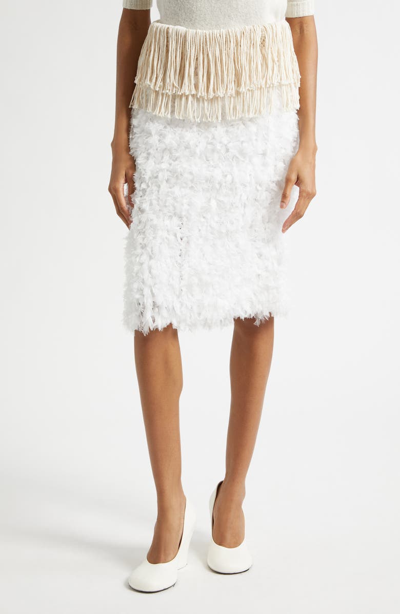 Diotima Bambola Fringe Embellished Midi Skirt, Main, color, White