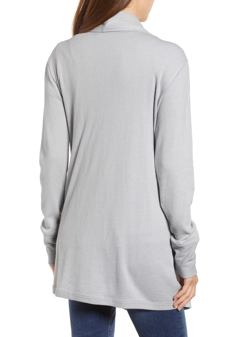 Asymmetrical Drape Collar Terry Jacket, Alternate, color, GREY