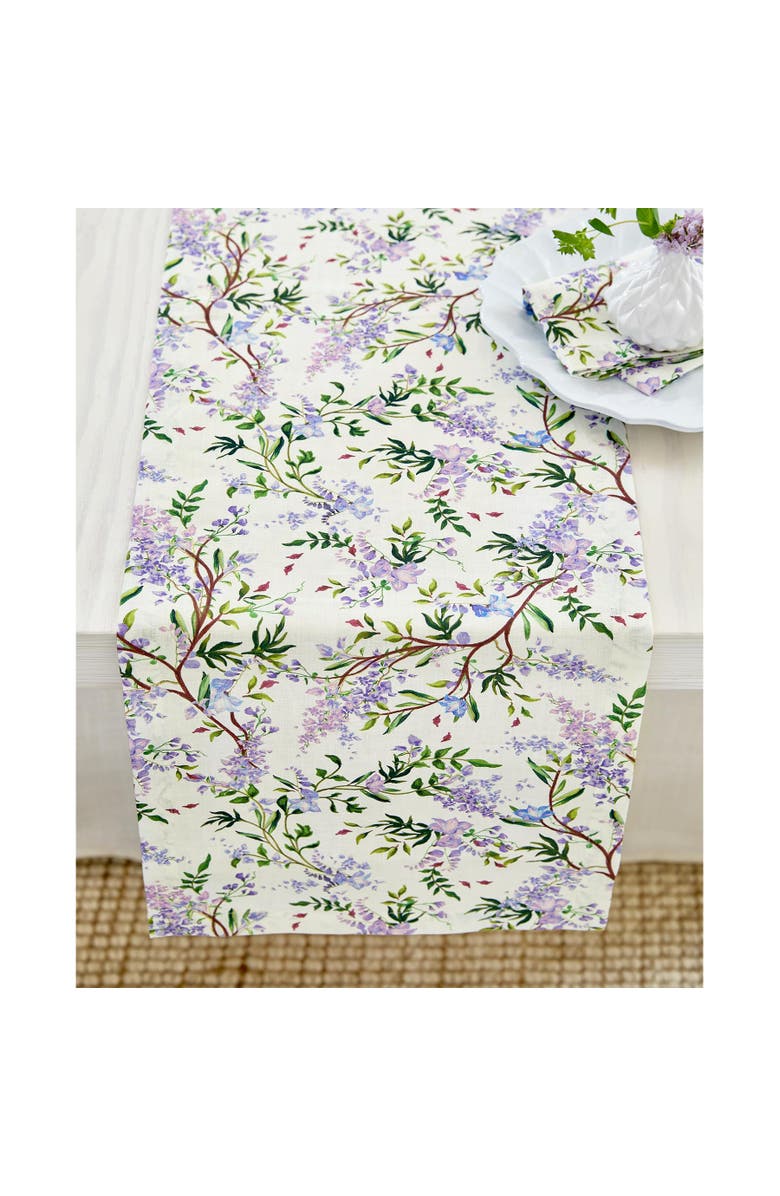 Solino Home Linen Table Runner - Lilacs, Main, color, Lilacs/Off White