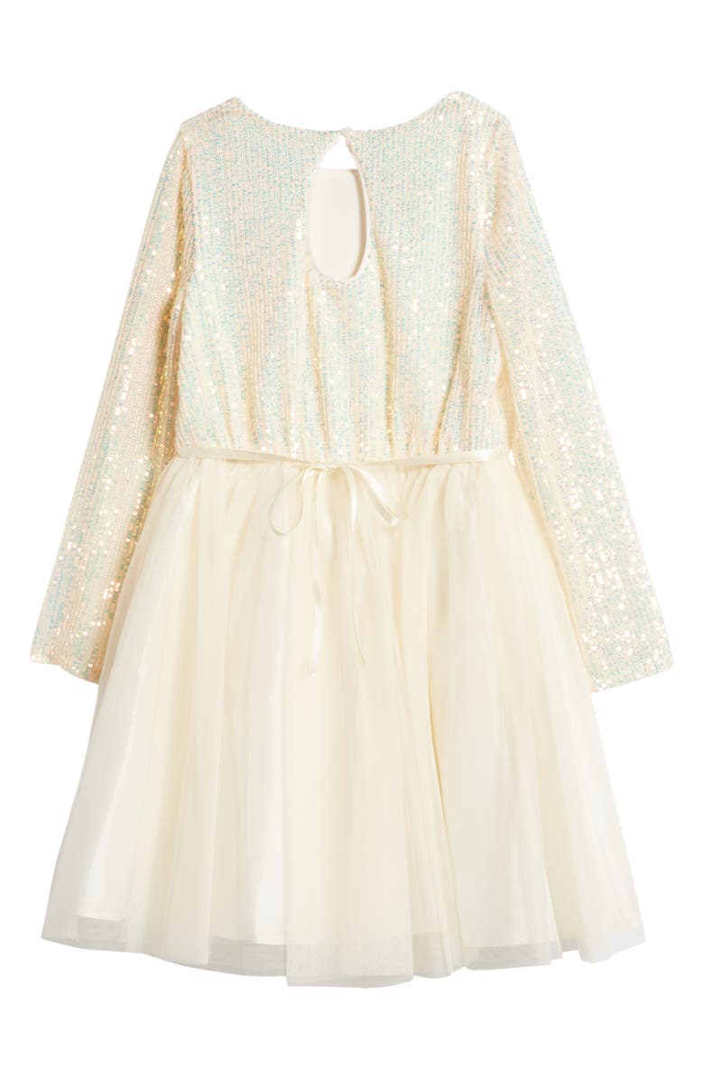 Zunie Kids' Long Sleeve Sequin & Mesh Dress, Alternate, color, 