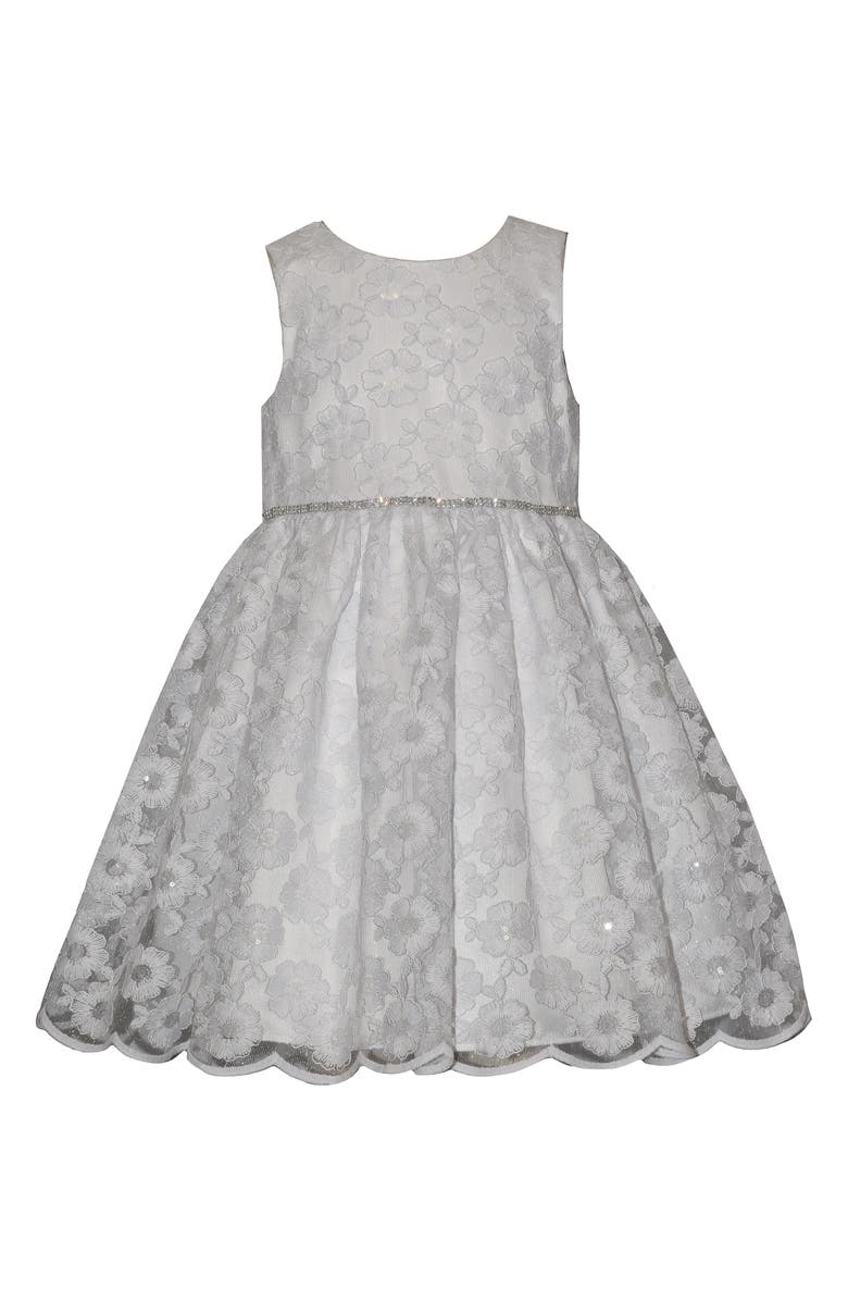 Iris 
Ivy Kids
 Embroidered Mesh Overlay Party Dress, Main, color, White