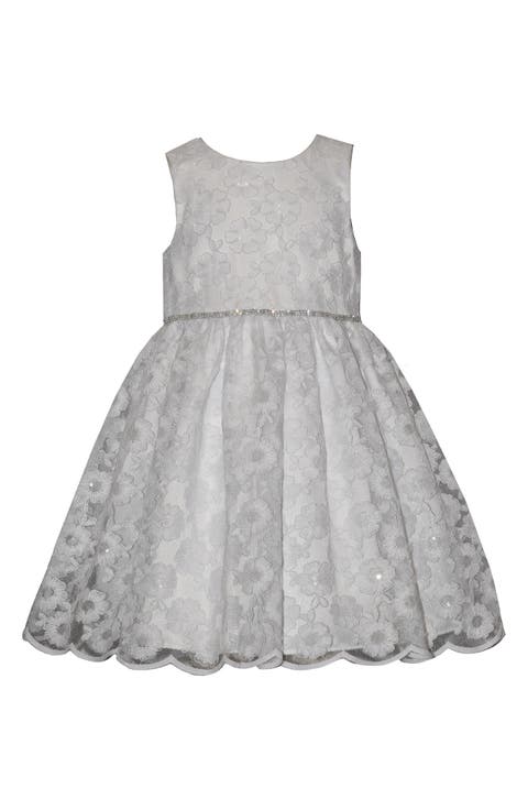 Kids
 Embroidered Mesh Overlay Party Dress (Big Kid)