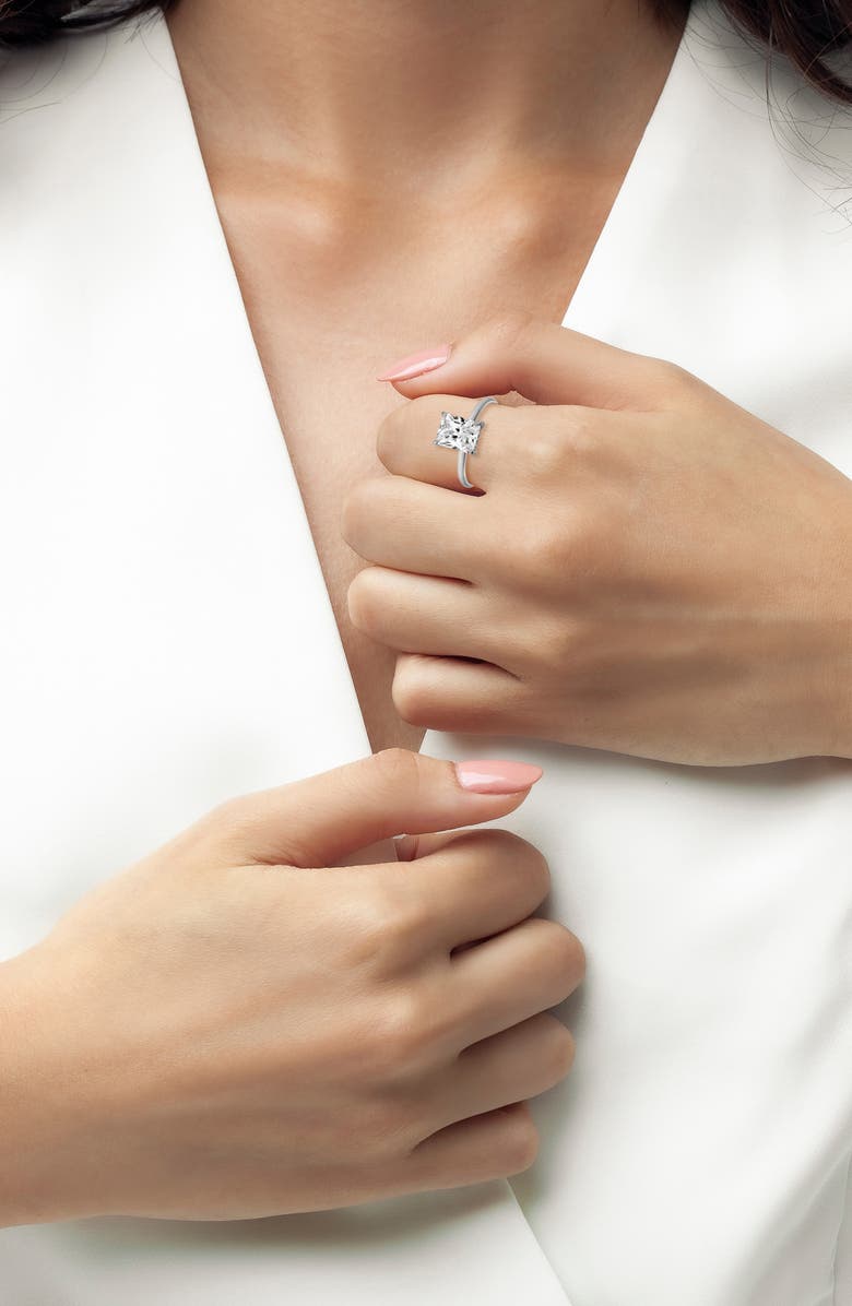 Crislu Radiant Cut Cubic Zirconia Solitaire Ring, Alternate, color, 
