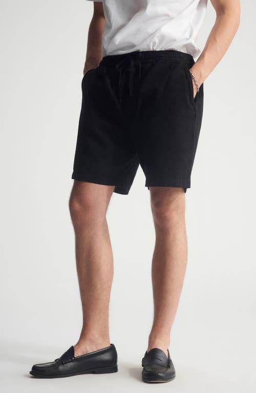 Brooklyn Industries Pull-on Loose Fit Cotton & Linen Shorts In Black