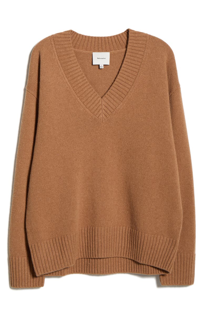 Reformation Jadey Oversize Cashmere Sweater, Alternate, color, Camel