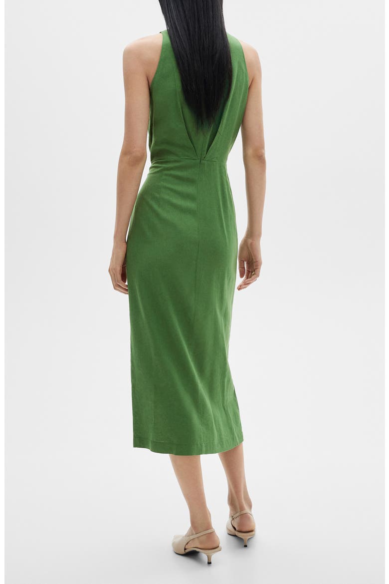 Bow Waist Linen Blend Midi Dress, Alternate, color, GREEN