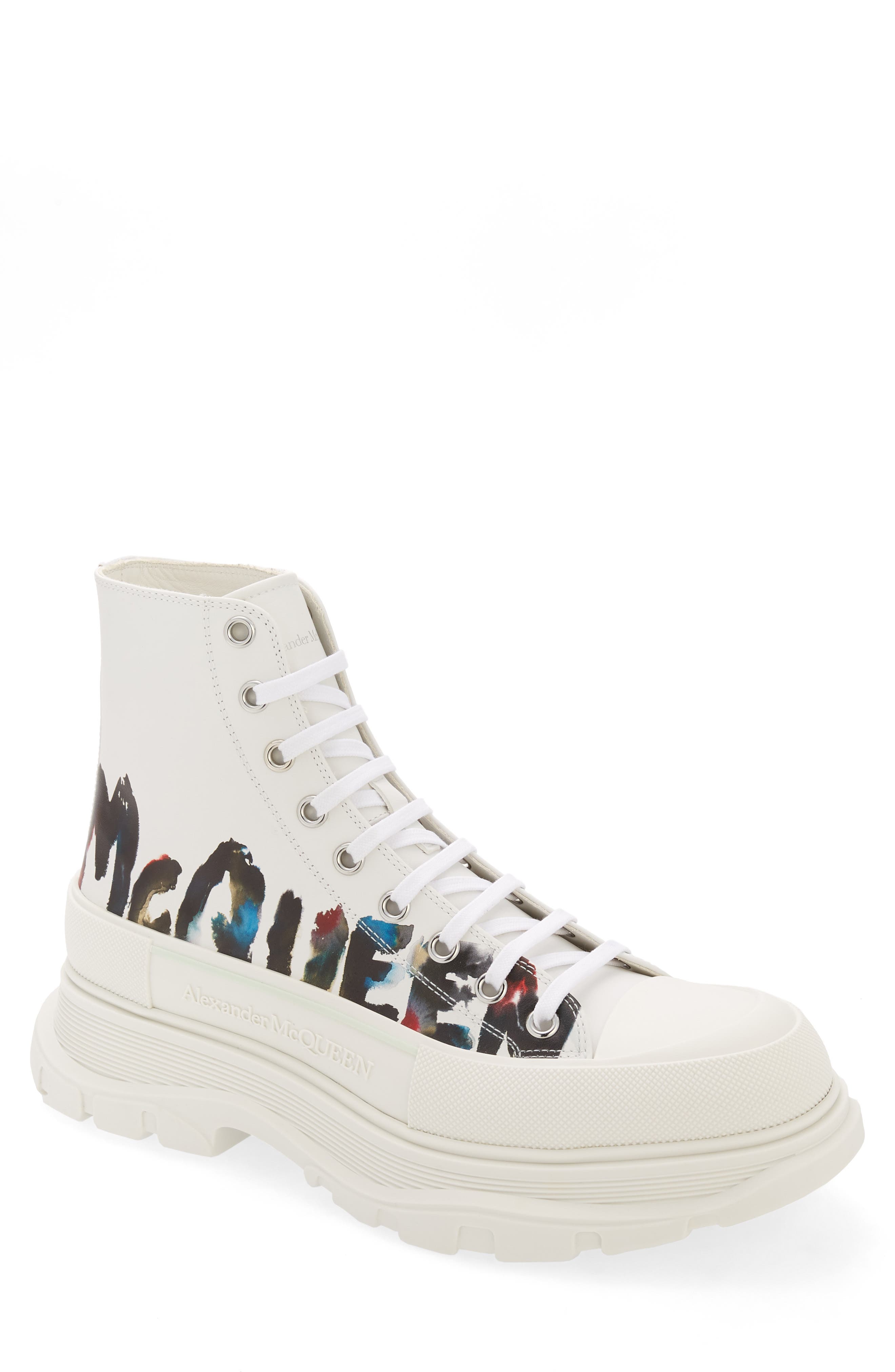 McQueen Tread Slick Grafitti High Top Sneaker, Main, color, 