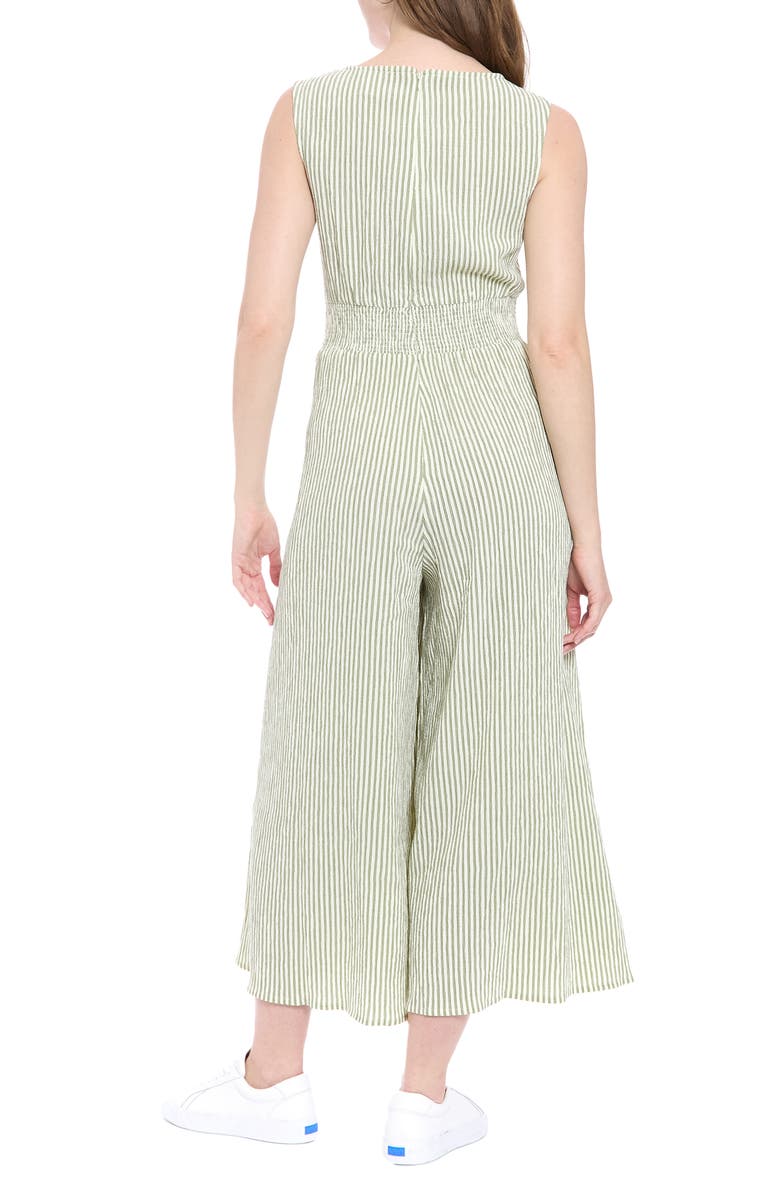 London Times Stripe Crop Wide Leg Jumpsuit, Alternate, color, Olive