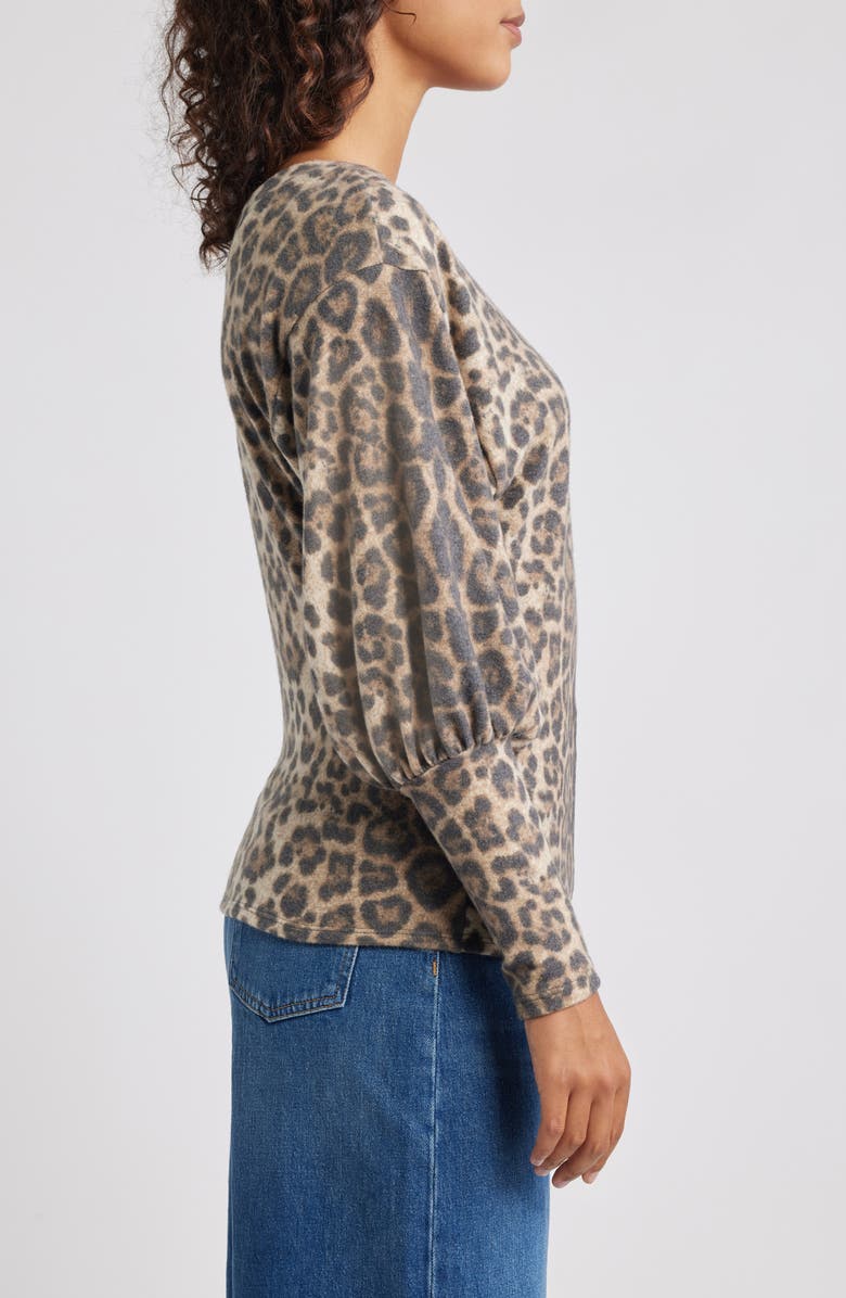 Loveappella Brushed Jersey Top, Alternate, color, Brown