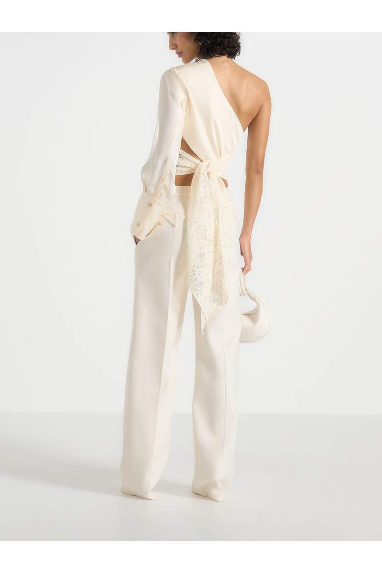Coralie One Sleeve Lace Wrap Top, Alternate, color, Champagne