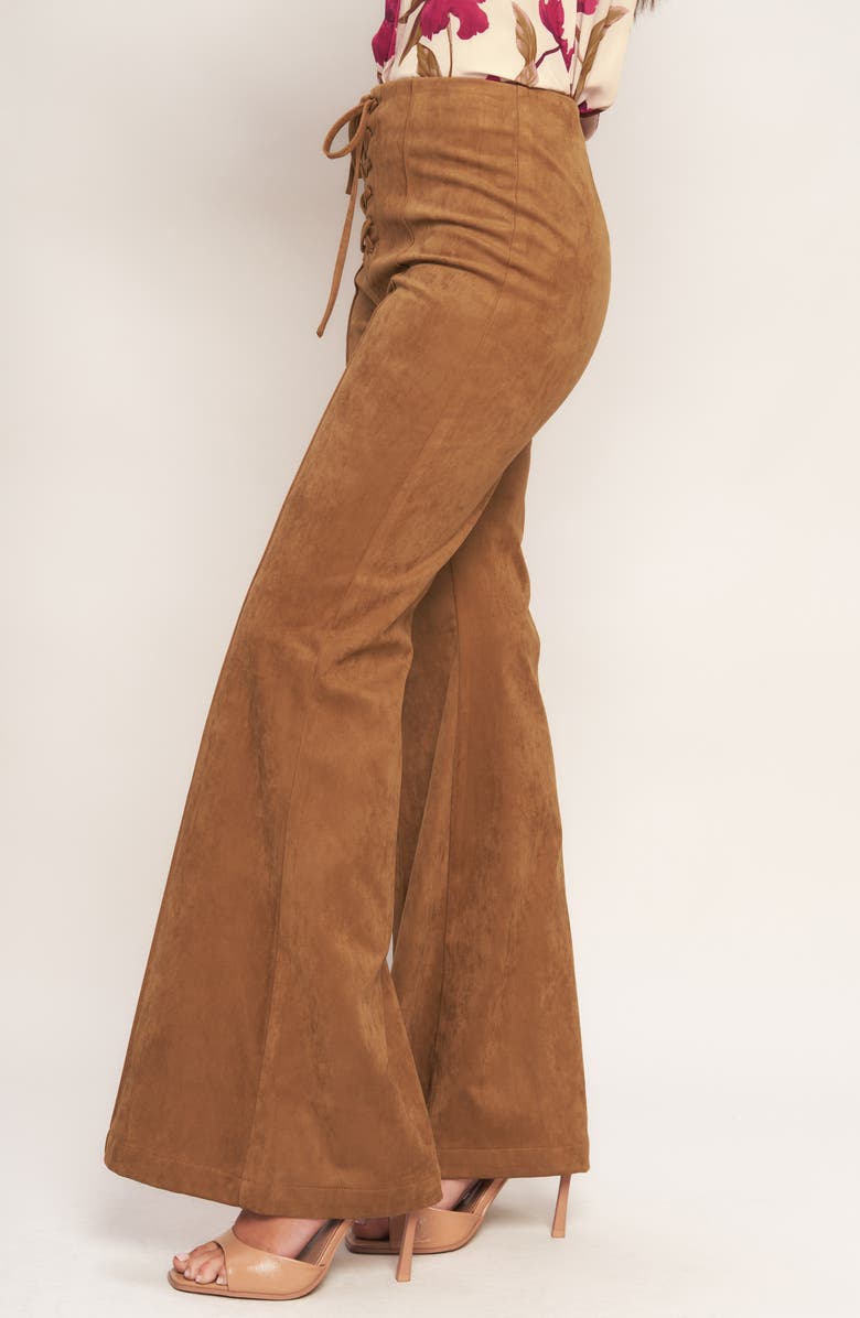 FLYING TOMATO Faux Suede Bell Bottom Pants, Alternate, color, 