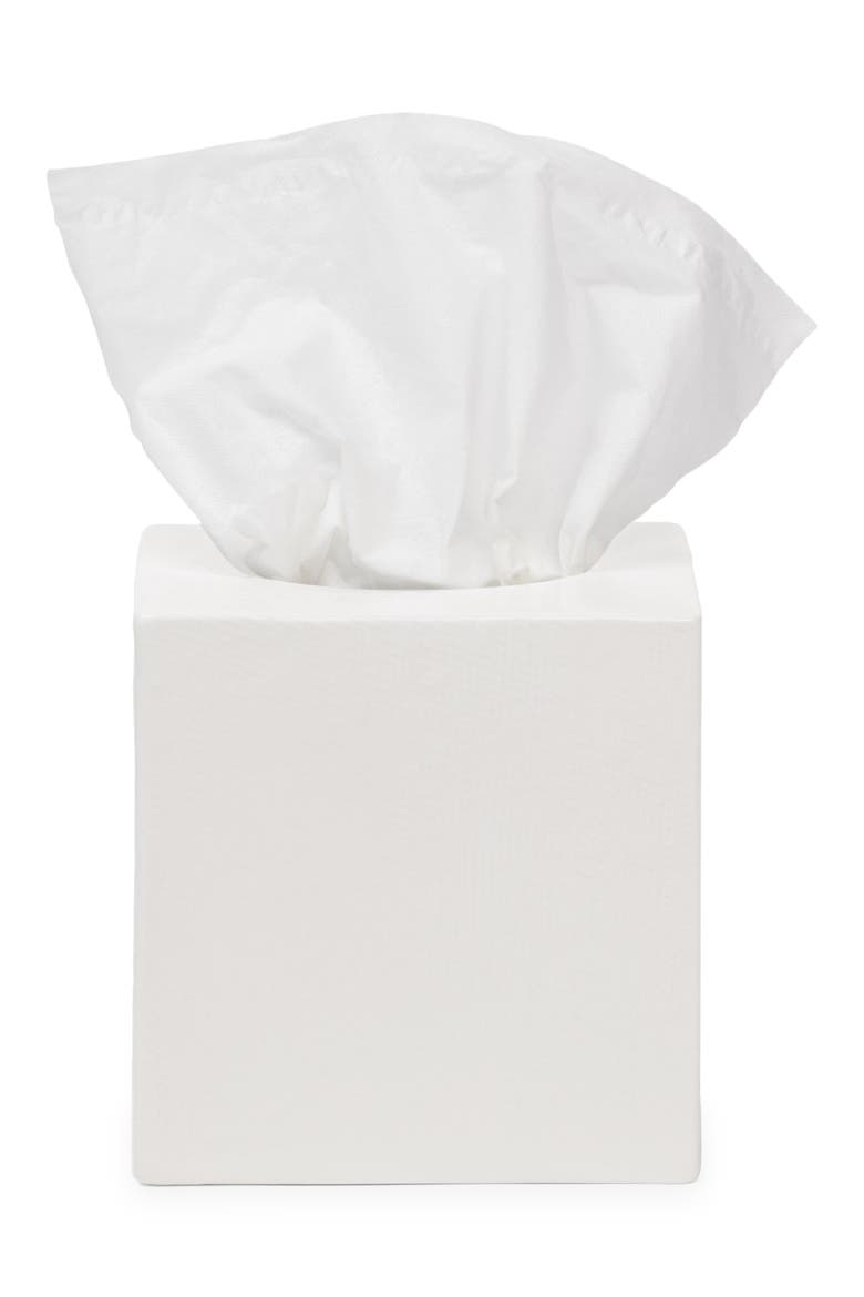 Cordoba Ceramic Tissue Box Cover, Main, color, WHITE BURLAP