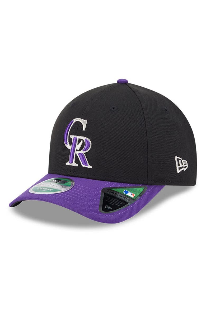 Men's New Era  Black/Purple Colorado Rockies Player Replica 9FORTY Adjustable Hat, Main, color, Black