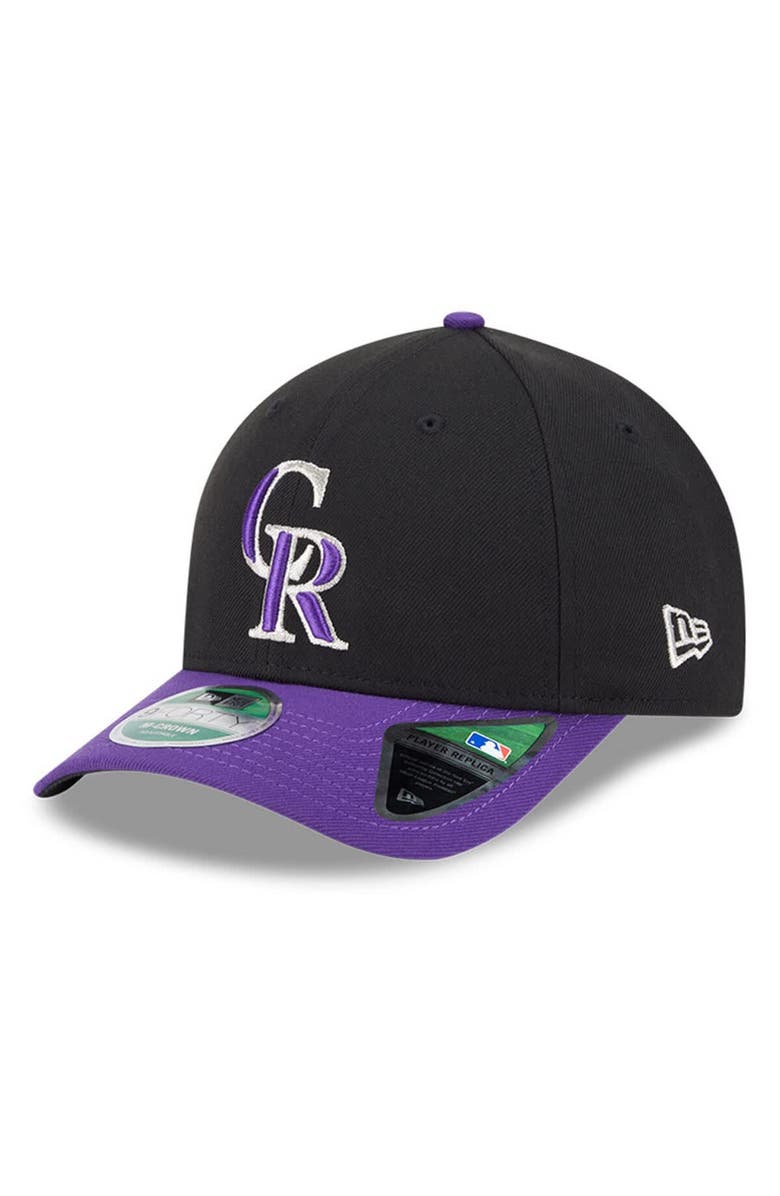 New Era Men's New Era Black/Purple Colorado Rockies Player Replica 9FORTY Adjustable Hat, Main, color, Black