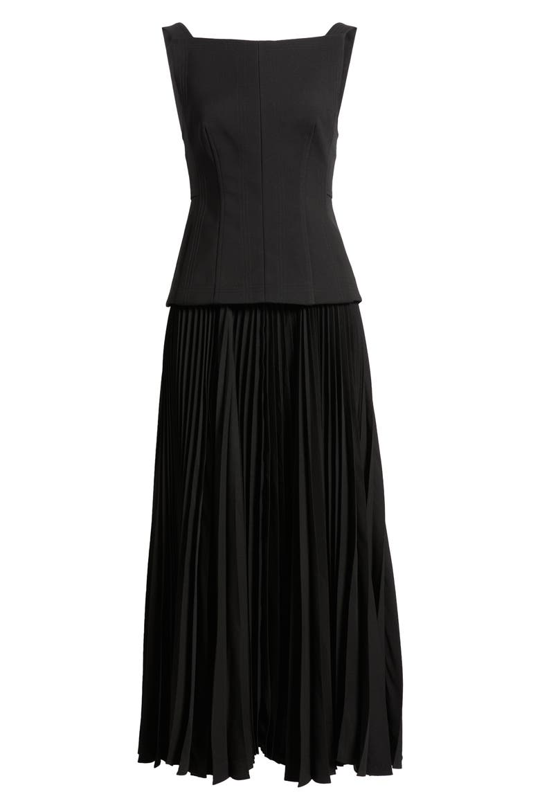 Hollinshill Pleated Sleeveless Maxi Dress, Alternate, color, BLACK