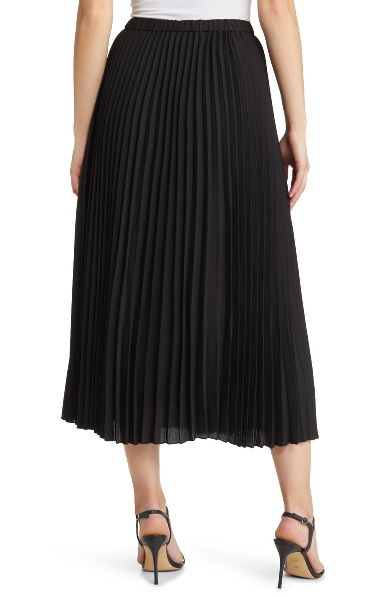 Anne Klein Pull-On Pleated Skirt, Alternate, color, Anne Black
