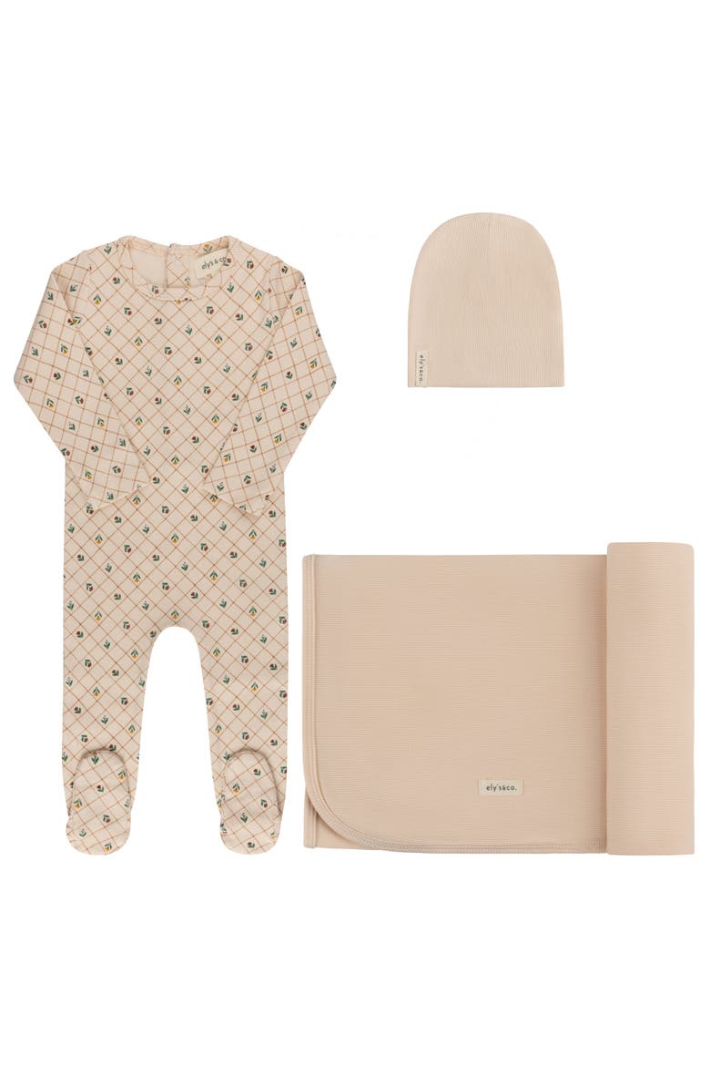 Floral Grid Collection - Layette Set, Main, color, Pink