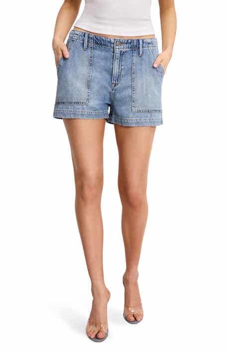 Good American Lite Drawstring Denim Shorts