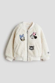 H&M Appliquéd Teddy Bomber Jacket
