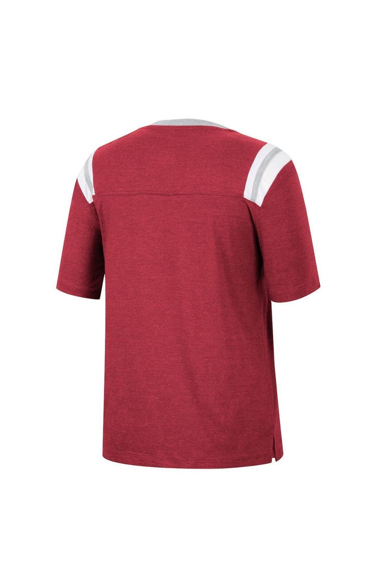 Women's Colosseum Heathered Crimson Alabama Crimson Tide 15 Min Early Football V-Neck T-Shirt, Alternate, color, Crimson