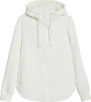 Zella Hybrid Quilted Knit Hooded Jacket
