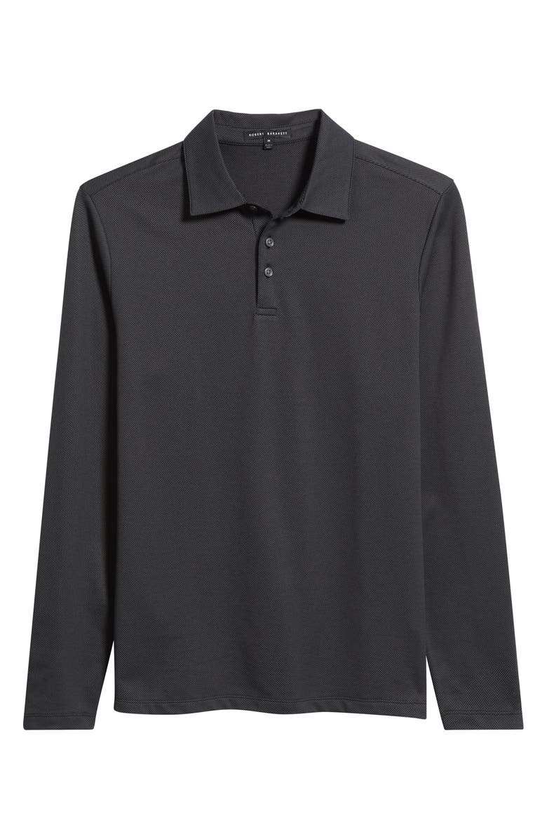 Robert Barakett Luciano Long Sleeve Twill Polo, Alternate, color, Black