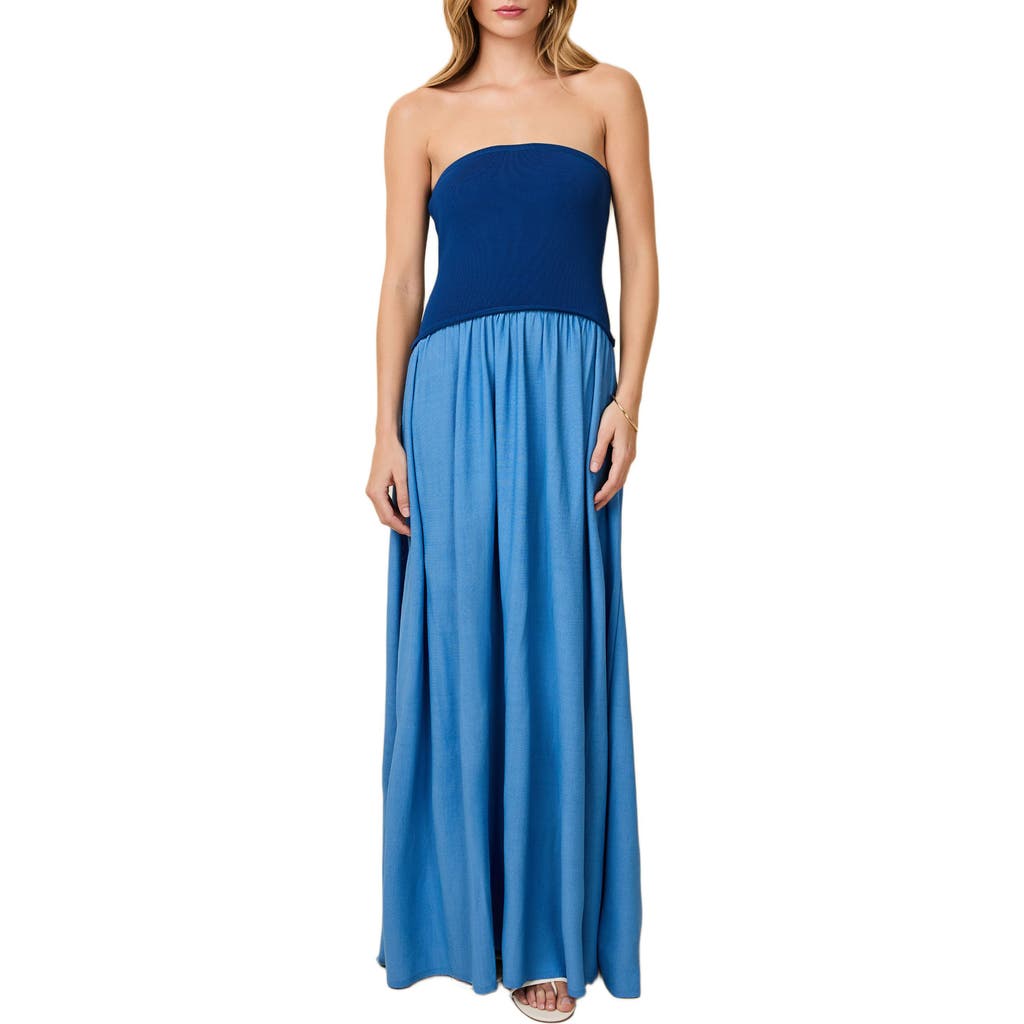 Solid & Striped Strapless Soglio Dress In Maritime Navy In Blue