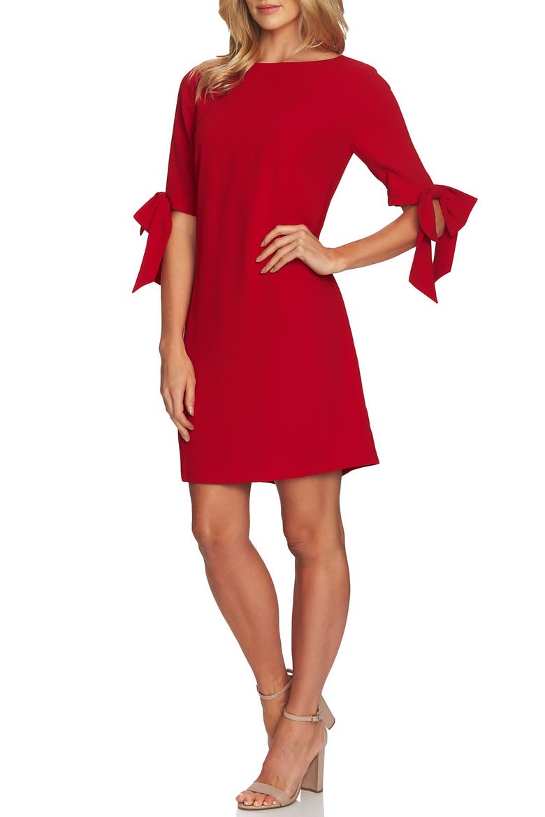 Moss Crepe Shift Dress, Main, color, RIBBON RED