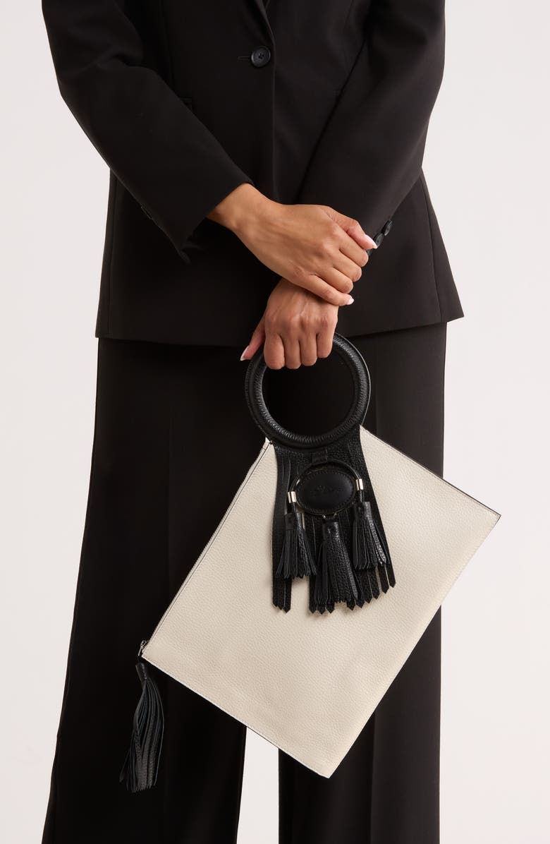 Longchamp Tassel Leather Clutch, Alternate, color,