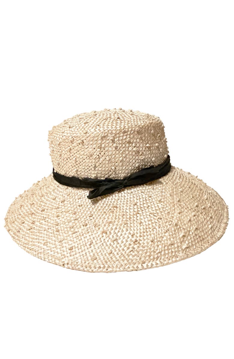 Binata Millinery Audrey Knotted Sisal Straw Hat, Alternate, color, Natural With Black Trim
