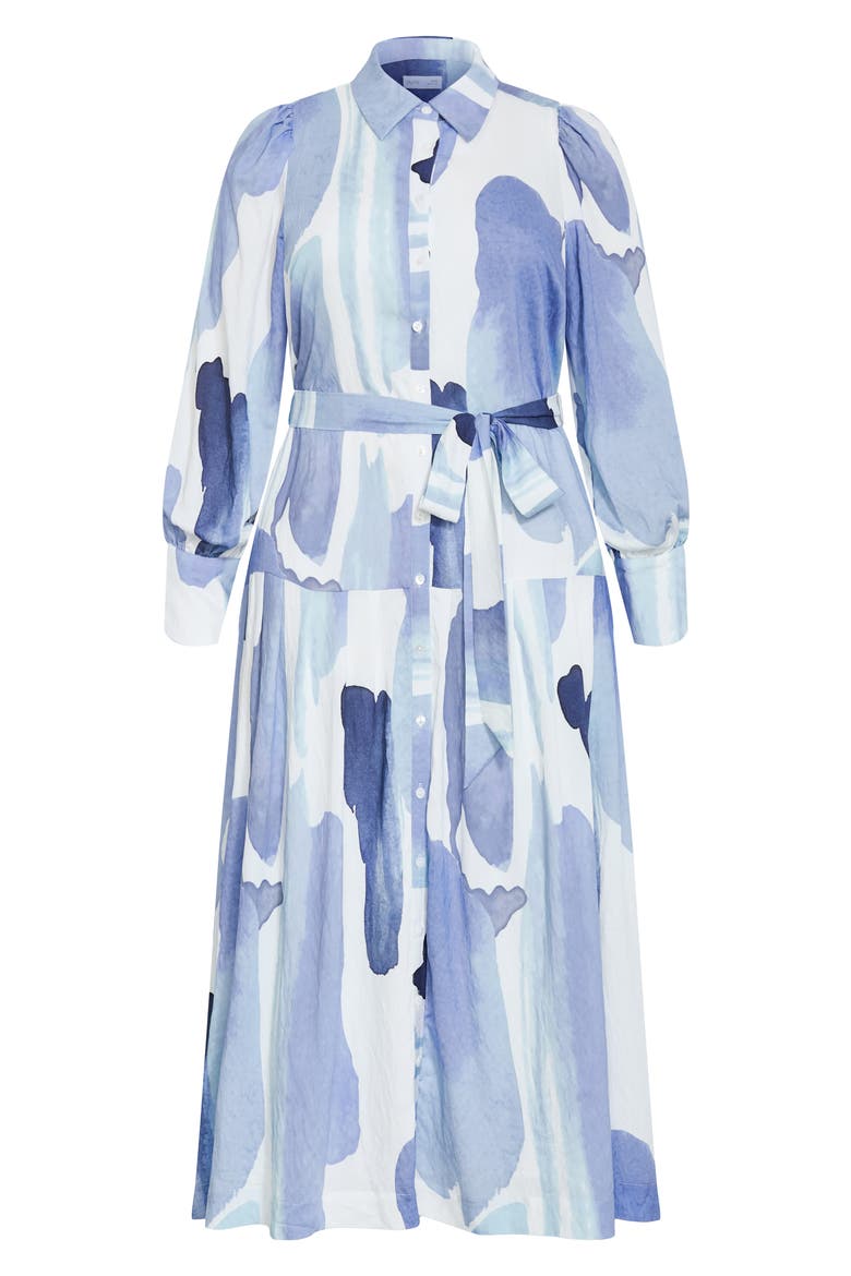 Ezra Print Midi Shirtdress, Alternate, color, TRANQUIL