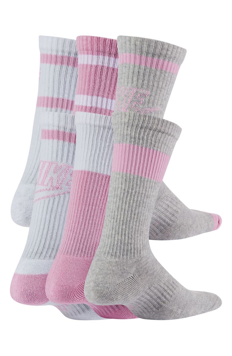 Nike Kids' Pack of 6 Everyday Cushioned Crew Socks, Alternate, color, Pink Multi Color