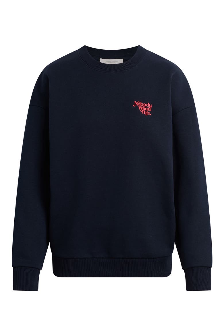 x 'Nobody Wants This' Crewneck Sweatshirt, Alternate, color, NAVY