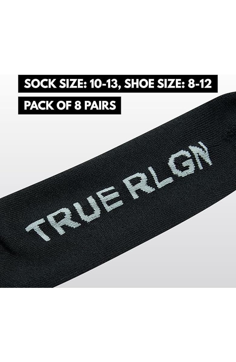 True Religion 8 Pairs Premium Athletic Crew Socks, Alternate, color, Black