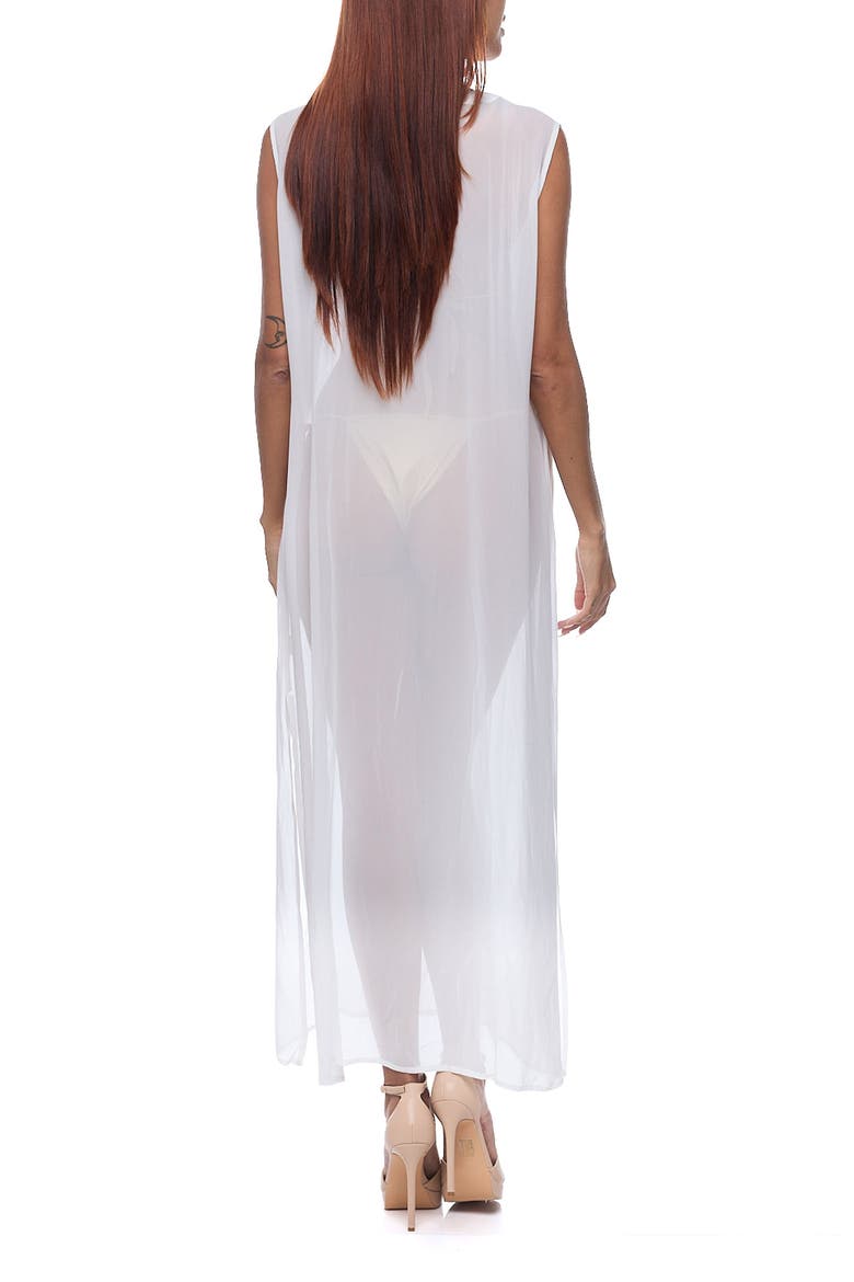 Embellished Sheer Cover-Up Dress, Alternate, color, WHITE