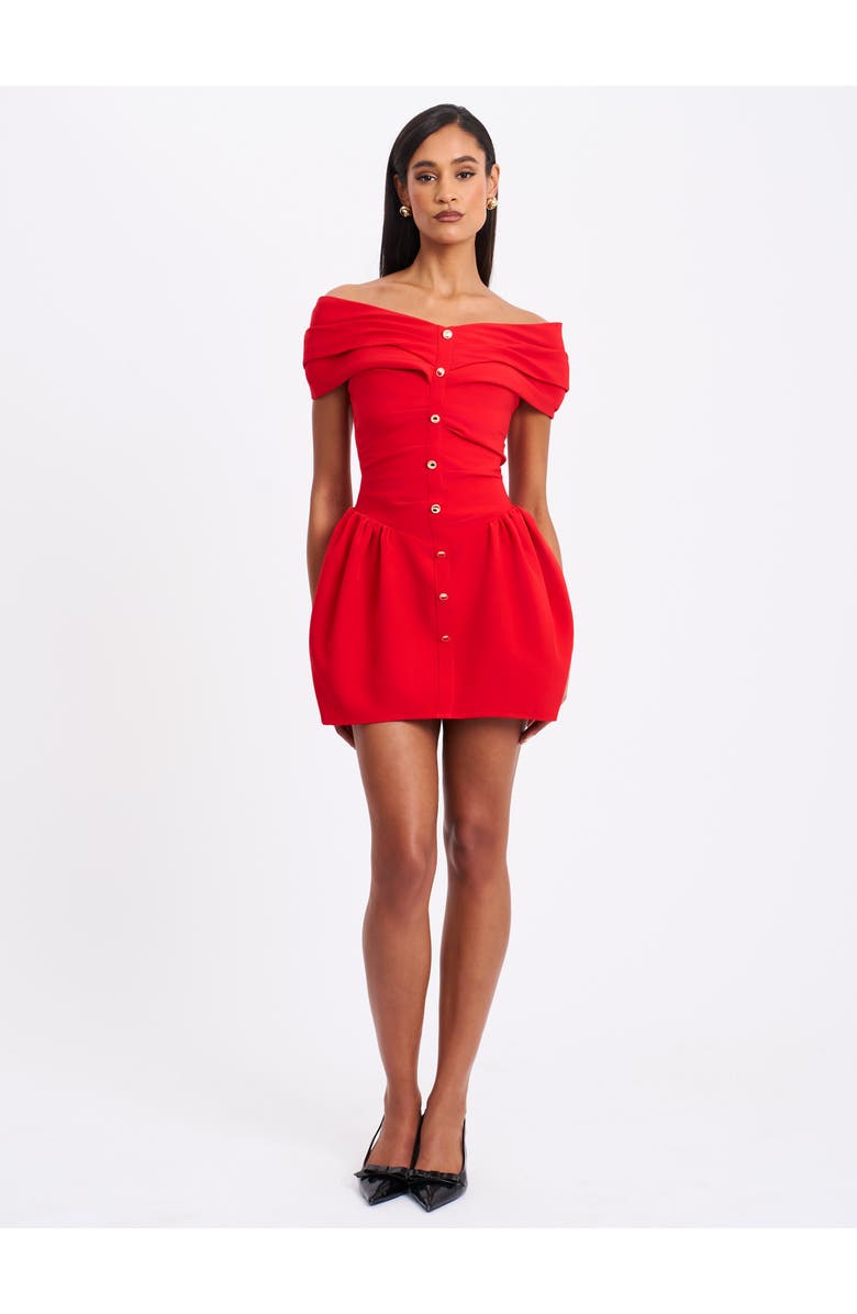 Miss Circle Cait Off Shoulder Drop Waist Mini Dress, Alternate, color, 