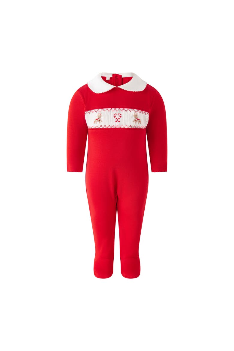 Candy Cane Smocked Footie, Main, color, Red
