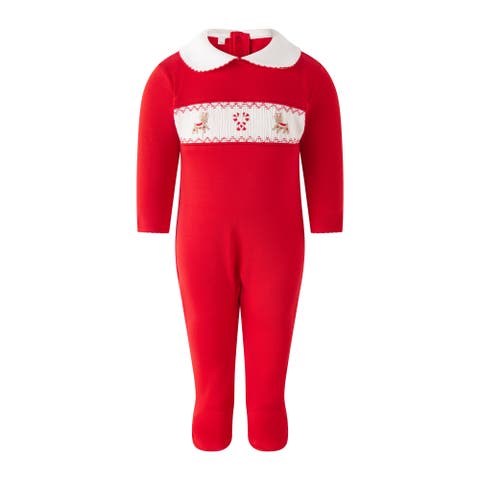 Candy Cane Smocked Footie