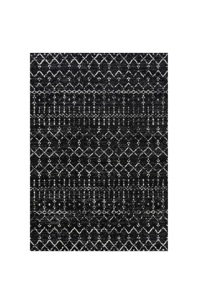 JONATHAN Y Moroccan HYPE Boho Vintage Diamond Area Rug, Main, color, Black/Ivory