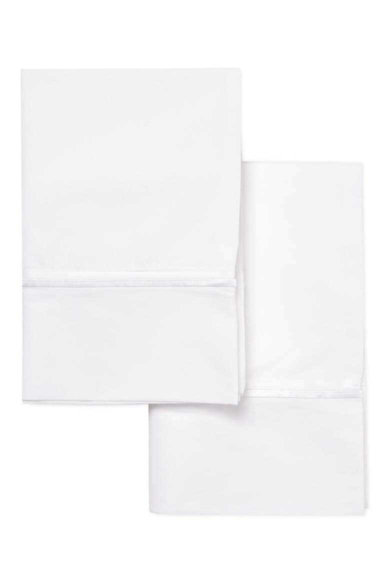Single Embroidered Line 300 Thread Count 100% Cotton Pillowcases, Main, color, WHITE