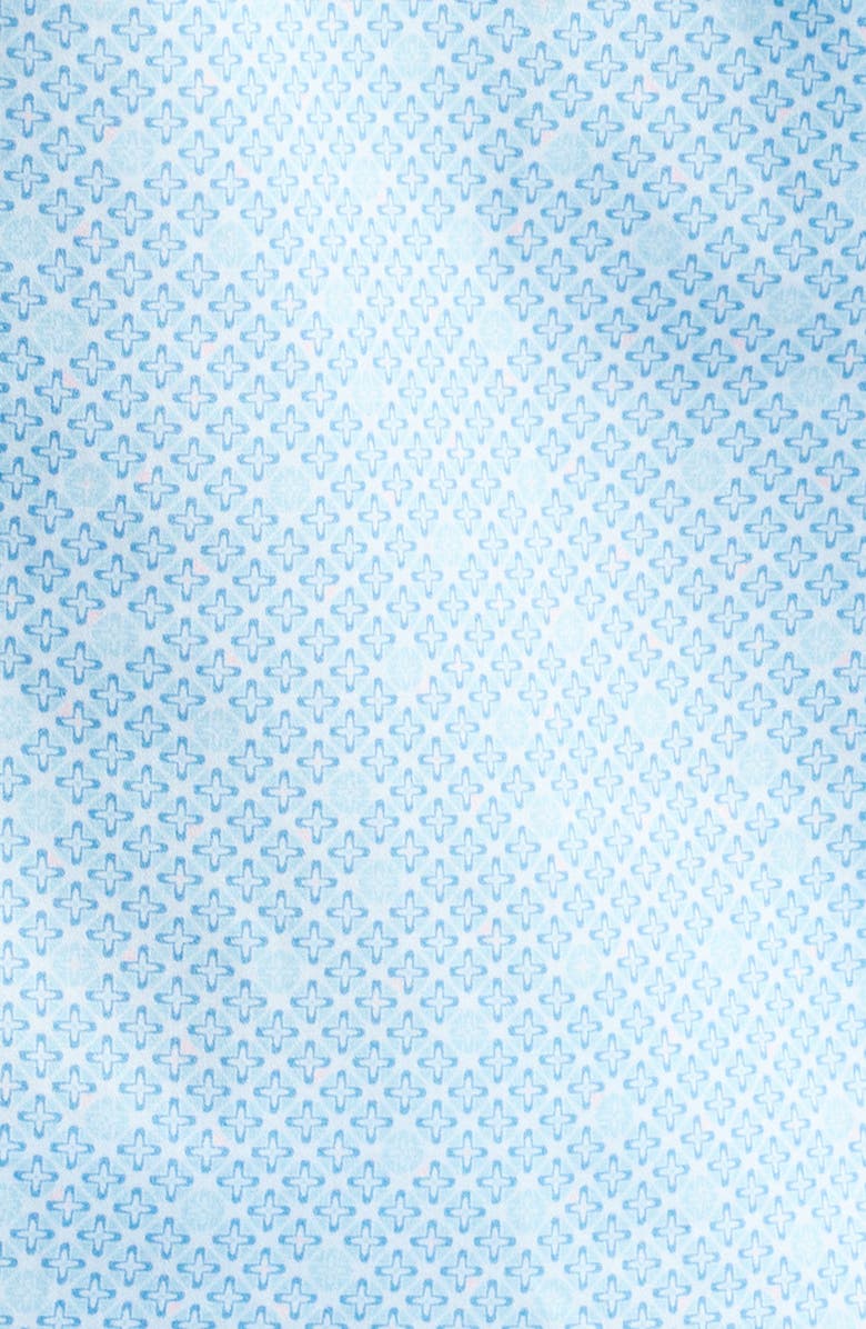 Peter Millar James Geo Print Short Sleeve Cotton Button-Up Shirt, Alternate, color, Pale Blue