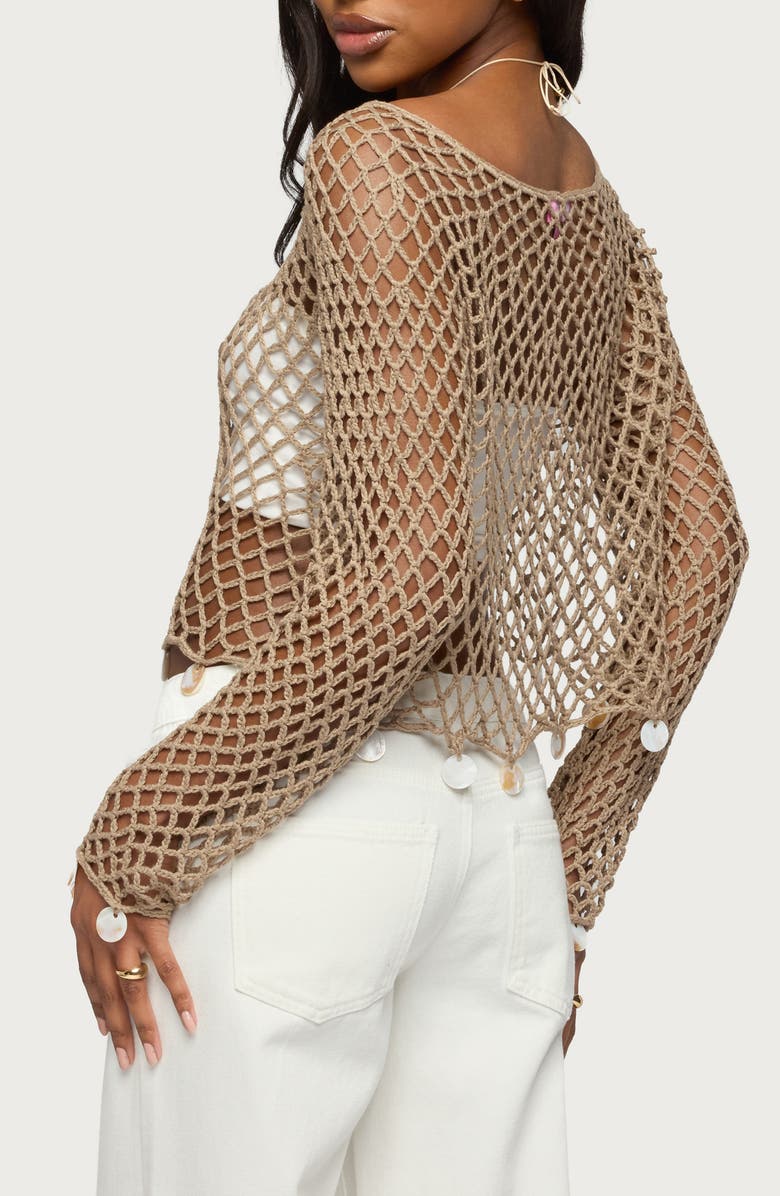 EDIKTED Macerena Iridescent Disc Open Stitch Top, Alternate, color, 