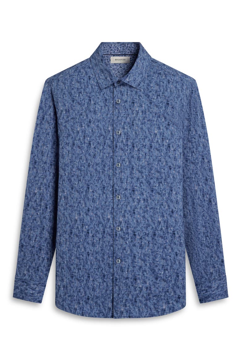 Jimmy OoohCotton® Abstract Print Button-Up Shirt, Alternate, color, COBALT