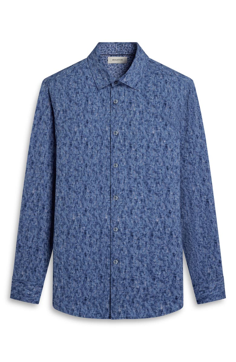Bugatchi Jimmy OoohCotton<sup>®</sup> Abstract Print Button-Up Shirt, Alternate, color, Cobalt