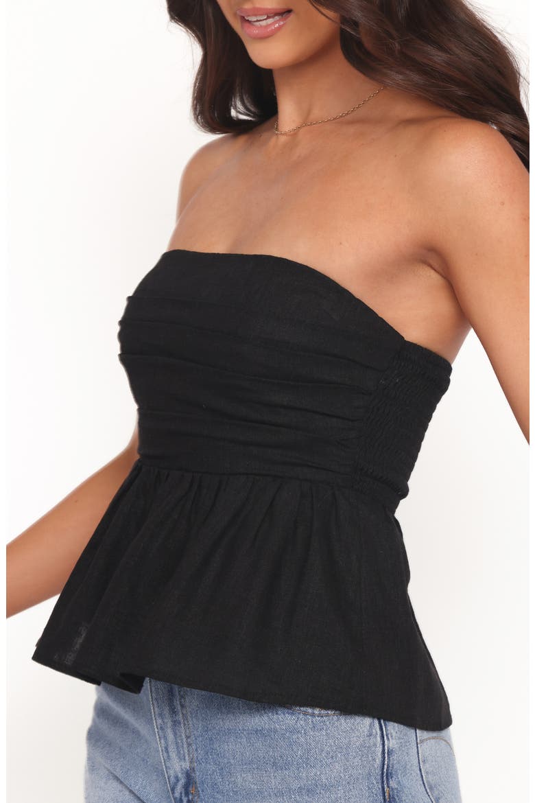 Maia Strapless Linen Blend Top, Alternate, color, BLACK