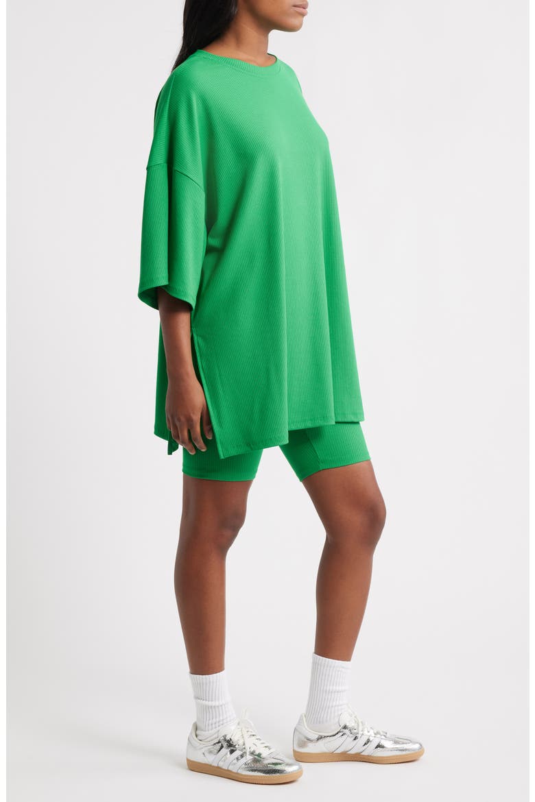 Malone Rib Oversize T-Shirt & Shorts Set, Alternate, color, KELLY GREEN